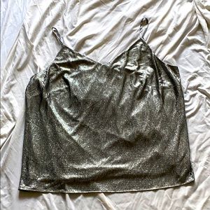 Silver shiny spaghetti strap tank